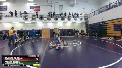 91 lbs Semifinal - Parker Nelson, Shoshoni Junior High School vs Brayson Bilodeau, Worland Middle School