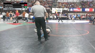 A - 175 lbs Cons. Round 1 - Ryatt Maley, Polson vs Justyn Hall, Browning