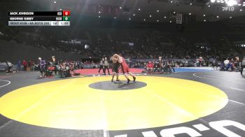 6A Boys 285 lbs Champ. Round 1 - Jack Johnson, Oregon City Boys vs George Gibby, Roseburg Boys