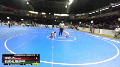 63 lbs Quarterfinal - Brantley Rodriguez, Show Low Jr High School vs Mason Hill, Prescott Valley Bighorns