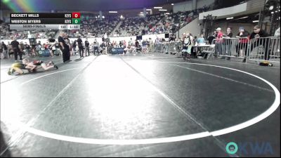 61 lbs Semifinal - Beckett Mills, Keystone Kids Wrestling Club vs Weston Myers, Keystone Kids Wrestling Club