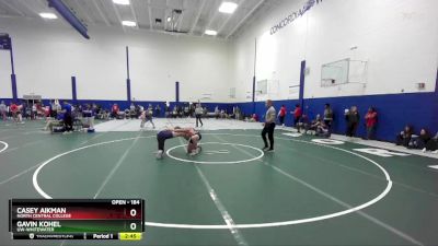 184 lbs Cons. Round 3 - Gavin Kohel, UW-Whitewater vs Casey Aikman, North Central College