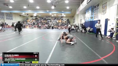 120 lbs Cons. Round 2 - Syruss Flores, Paloma Valley vs Valentino Sabatasso, Newport Harbor