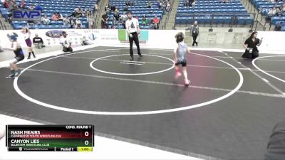 46 lbs Cons. Round 1 - Canyon Lies, Bluestem Wrestling Club vs Nash Meairs, Clearwater Youth Wrestling Clu