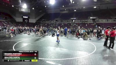 140 lbs Semifinal - Brayden Garcia, Mile High Wrestling Club vs Braiden Martinez, La Gente Wrestling Club