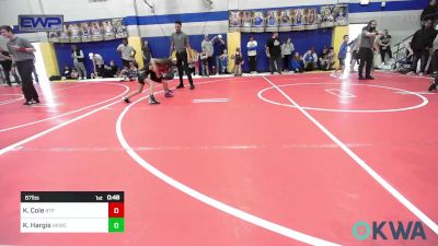 67 lbs Semifinal - Katelee Cole, Tulsa Blue T Panthers vs Kooper Hargis, Henryetta Knights Wrestling Club