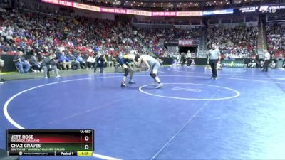 1A-157 lbs Champ. Round 1 - Jett Rose, Riverside, Oakland vs Chaz Graves, Southeast Warren/Melcher-Dallas