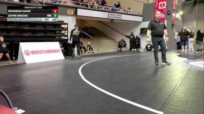 Intermediate Boys - 63 lbs Cons. Round 2 - Zayne Macias, Wright Wrestling Academy vs Nehemiah Davis