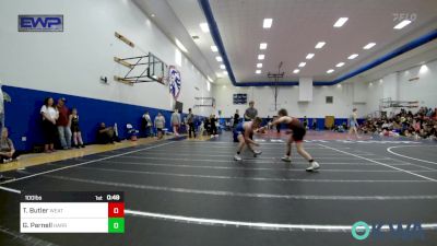 100 lbs Consi Of 8 #2 - Troy Butler, Weatherford Youth Wrestling vs Greysen Parnell, Harrah Little League Wrestling