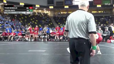 138 lbs Finals (1st & 3rd) - Tyler Mcmullin, Williamsburg vs Kolton Hefti, Clarion-Goldfield-Dows