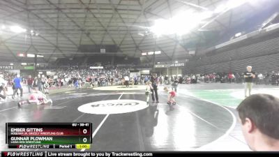 38-41 lbs Quarterfinal - Gunnar Plowman, Lions Den Wrestling vs Ember Gittins, Hoquiam Jr. Grizzly Wrestling Club