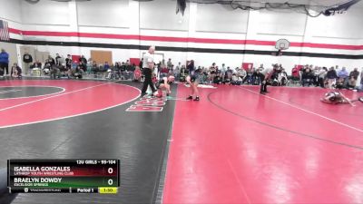 95-104 lbs Round 2 - Isabella Gonzales, Lathrop Youth Wrestling Club vs Braelyn Dowdy, Excelsior Springs