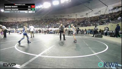 64 lbs Round Of 16 - Braven Worth, Collinsville Cardinal Youth Wrestling vs Corbin Thigpen, Choctaw Ironman Youth Wrestling