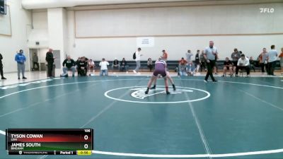 106 lbs Cons. Round 4 - Tyson Cowan, Lehi vs James South, Bingham