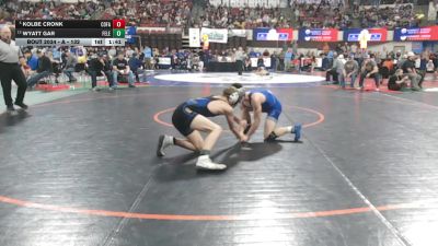 A - 132 lbs Champ. Round 1 - Kolbe Cronk, Columbia Falls vs Wyatt Gar, Fergus (Lewistown)
