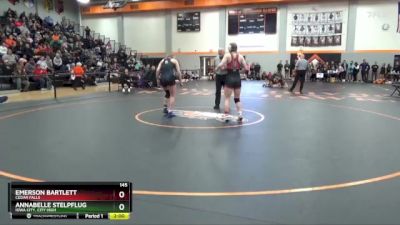 145 lbs Quarterfinal - Annabelle Stelpflug, Iowa City, City High vs Emerson Bartlett, Cedar Falls