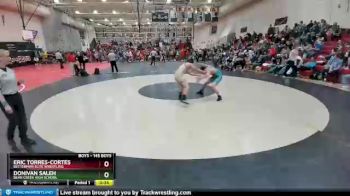 145 Boys Cons. Round 3 - Donivan Saleh, Bear Creek High School vs Eric Torres-Cortes, Betterman Elite Wrestling