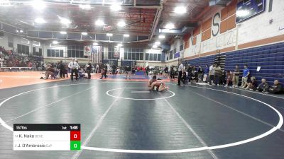 157 lbs Semifinal - Kasey Nako, Beverly vs Jayden D'Ambrosio, Saint John's Prep