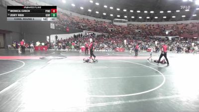 55 lbs Cons. Round 5 - Zoey Reis, Seymour Area Wrestling Club vs Monica Czech, Pewaukee Youth Wrestling Club