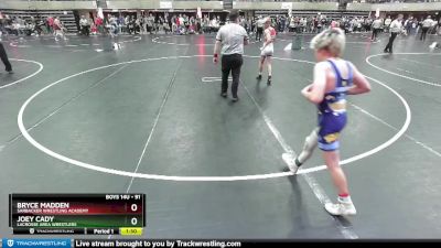 91 lbs Semifinal - Joey Cady, LaCrosse Area Wrestlers vs Bryce Madden, Sarbacker Wrestling Academy