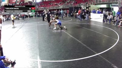 90 lbs Cons. Round 3 - Cristian Verduzco, Kearney MatCats Wrestling Club vs Malachi Halte, GI Grapplers