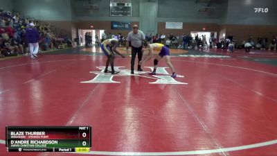 133 lbs Cons. Round 1 - Blaze Thurber, Wisconsin - Stevens Point vs D`andre Richardson, Jarvis Christian College