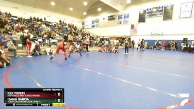 175 lbs Champ. Round 3 - Isaiah Garcia, Yorba Linda High School Wrestl vs Rex Topete, South Hills High School Wrestl