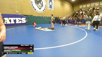 130 lbs Champ. Round 2 - Zariah Martinez, Liberty (Bakersfield) vs Georgia Contreras, Golden Valley