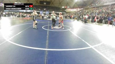 Boys 4A 132 lbs Quarterfinal - Jonas DesRochers, Skyview vs Andrew Cai, Newport (Bellevue)