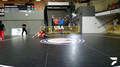 Junior Boys - 285 lbs Cons. Round 3 - Joseph Garcia, Kerman High School Wrestling vs Ethen Johnston, Ukiah High School Wrestling