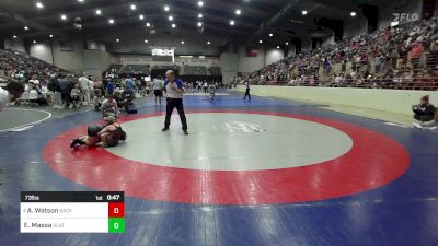 73 lbs Quarterfinal - Asher Watson, Backyard Brawlers Wrestling Club vs Emory Massa, Slate Wrestling Academy