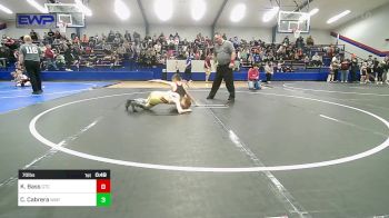 70 lbs Semifinal - Kai Bass, Grove Takedown Club vs Carlos Cabrera, Warner Eagles Youth Wrestling