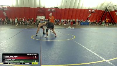 170-171 lbs Round 1 - Evan Reichert, Glenbard East vs Jake Olsen, Pequot Lakes/Pine River Backus Roadcrew