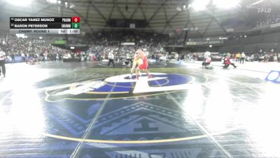 Boys 3A 215 lbs Champ. Round 1 - Oscar Yanez Munoz, Prairie vs Baron Peterson, Enumclaw