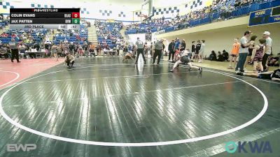92 lbs 3rd Place - Colin Evans, Blackwell Wrestling Club vs Jax Patten, Bristow Elementary Wrestling Club