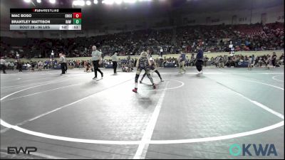 96 lbs Consi Of 16 #2 - Mac Boso, Choctaw Ironman Youth Wrestling vs Brantley Mattison, Raw Wrestling Club