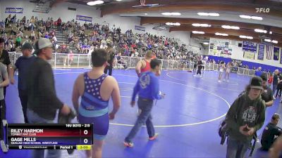 215 lbs Cons. Semi - Riley Harmon, Tombey Mat Club vs Gage Mills, Siuslaw High School Wrestling