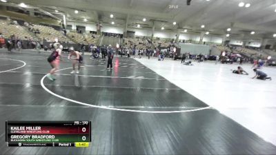 130 lbs Cons. Round 2 - Kailee Miller, Cleveland Wrestling Club vs Gregory Bradford, Buckhorn Youth Wrestling Club