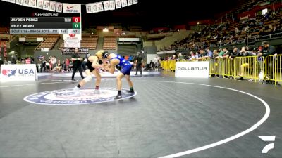 Junior Boys - 132 lbs Cons. Round 2 - Riley Araki vs Jayden Perez, Turlock High School Wrestling