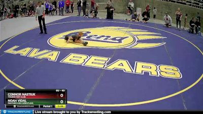 40 lbs Cons. Round 2 - Noah Vidal, Panther Kids Wrestling vs Connor Nastiuk, Toledo Mat Club