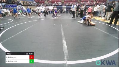 73 lbs Quarterfinal - Cooper Coble, Cowboy Wrestling Club vs Cyrus Baker, Harrah Little League Wrestling