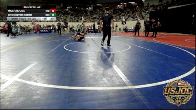 64 lbs Quarterfinal - McCrae Cox, Coweta Tiger Wrestling vs Brooklynn Smith, Chickasha Youth Wrestling
