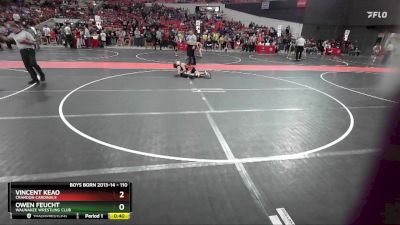 110 lbs Cons. Round 5 - Vincent Keao, Crandon Cardinals vs Owen Feucht ...