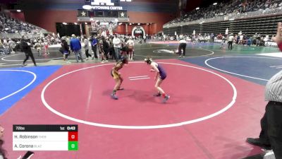 72 lbs Consolation - Hayden Robinson, Thermopolis WC vs Alexzeah Corona, Blazers WC