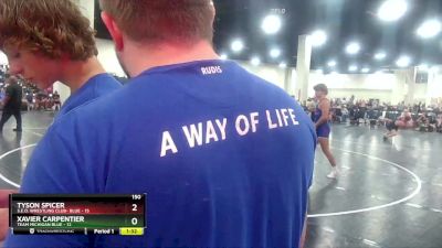 150 lbs Round 4 (8 Team) - Xavier Carpentier, Team Michigan Blue vs Tyson Spicer, S.E.O. Wrestling Club- Blue