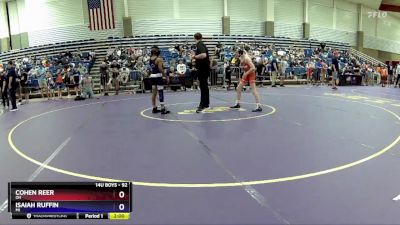 92 lbs Champ. Round 1 - Cohen Reer, OH vs Isaiah Ruffin, MI