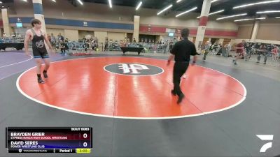 182 lbs Champ. Round 2 - Brayden Grier, Cypress Ranch High School Wrestling vs David Seres, Power Wrestling Club