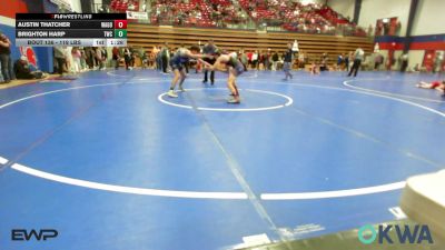 119 lbs Quarterfinal - Austin Thatcher, Wagoner Takedown Club vs Brighton Harp, Tahlequah Wrestling Club