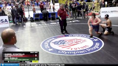 220 lbs Quarterfinal - Abel Murillo, Buhach Colony High School Wrestling vs Gabriel Oconitrillo, Crespi Carmelite High School Wrestling