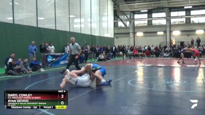 184 lbs 7th Place Match - Ryan DeVivo, Johnson & Wales University (Rhode Island) vs Daryl Cowley, U.S. Merchant Marine Academy